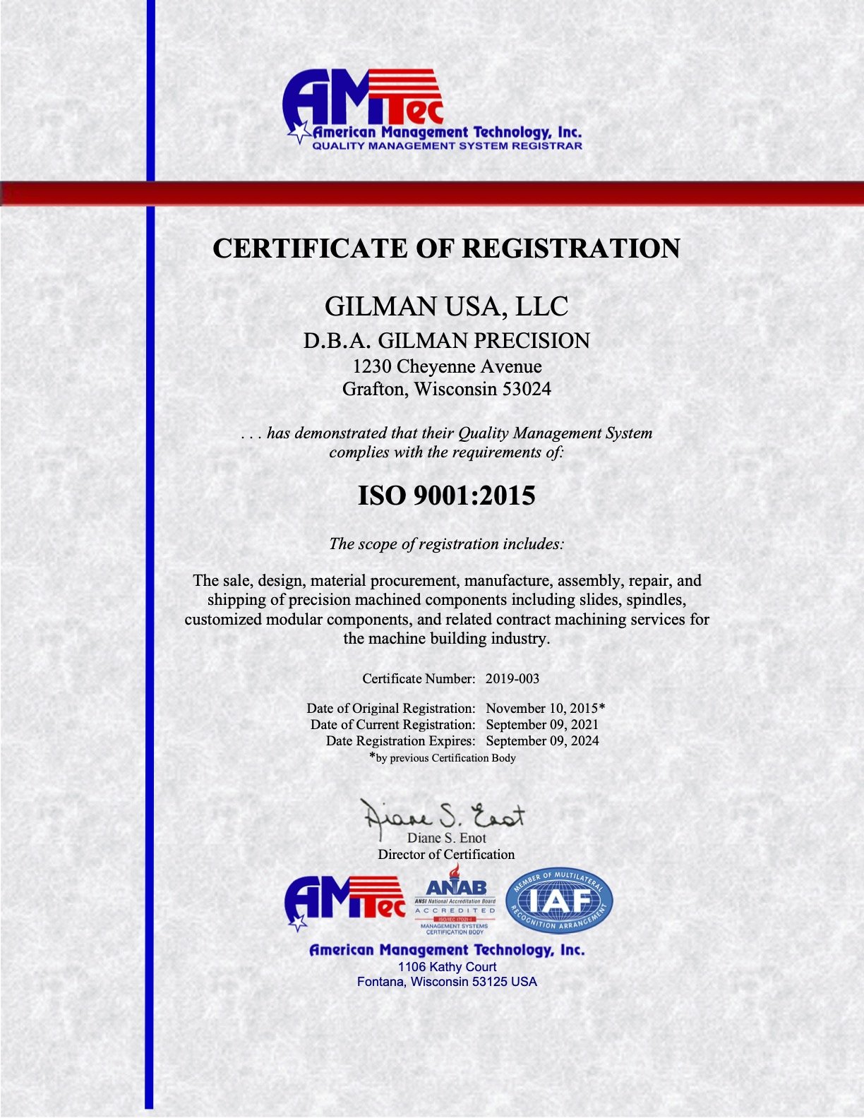 Gilman Precision ISO 9001_2015 Certificate 09_09_2021